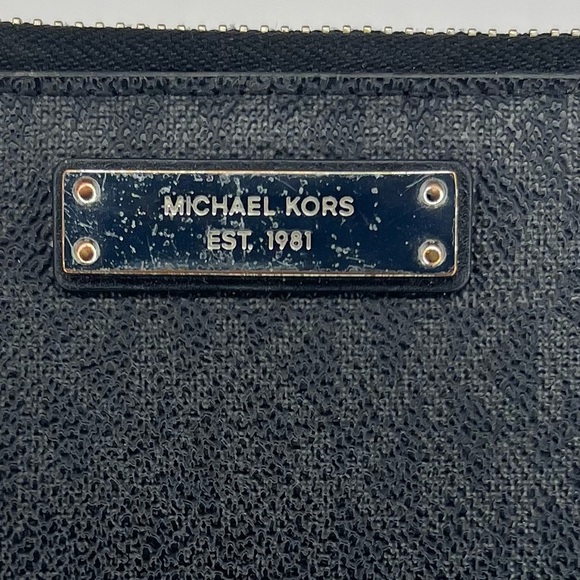 Michael Kors Black Monogram Zip Around Wallet - Picture 5 of 5